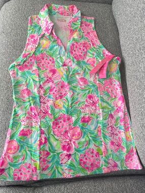 NEW Lilly Pulitzer Martina Polo Resort White Pear Necessities, Women’s Size L